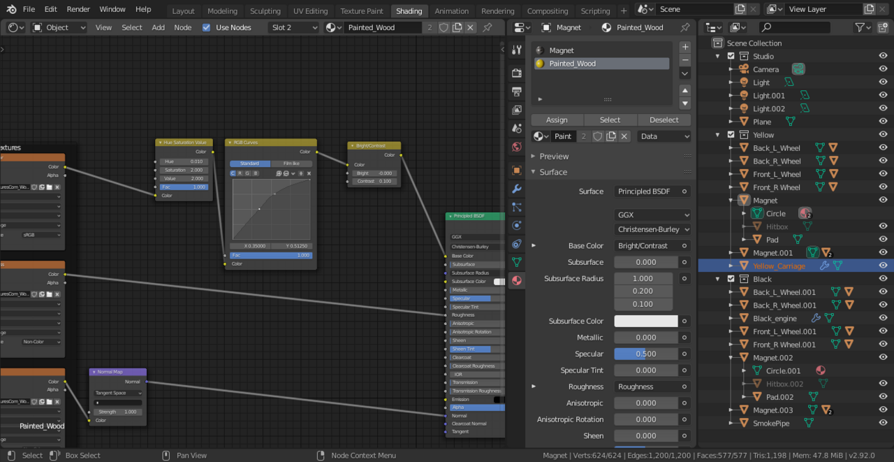 A representative node graph (Blender shader nodes).