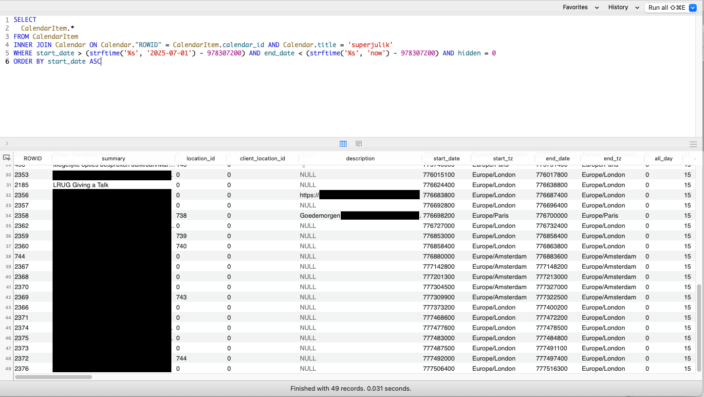 Query result