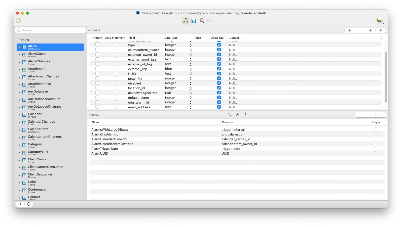 Database structure